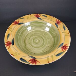 Pier 1 “Elizabeth” Hand-Painted Stoneware Serving Bowl 12″ x 3″